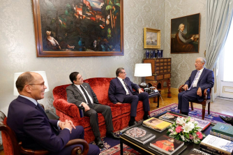 The President of the Portuguese Republic, Mr. Marcelo Rebelo de Sousa, receives the Head of Government, Mr. Aziz Akhannouch, at the Presidential Palace in Lisbon