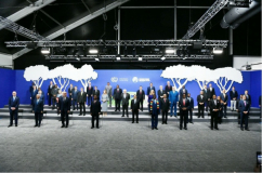 The Head of Government of Morocco, in a collective photo of the leaders and heads of state signatories of the Glasgow Declaration on Forests and Land Use, as part of the activities of the 26th session of the Conference of the Parties to the United Nations Framework Convention on Climate Change