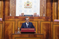 The Head of Government, Aziz Akhannouch, presents the mid-term assessment of the Government during a joint plenary session in front of both chambers of Parliament.