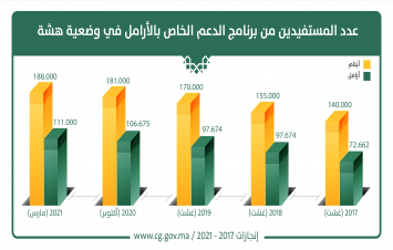 عدد المستفيدين من برنامج الدعم الخاص بالأرامل في وضعية هشة